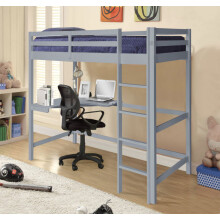 (Grey, No Mattress) 3ft High Sleeper With Corner Desk in Grey, Natural or White