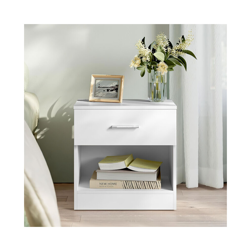 Comfy Living High Gloss Bedside Table White