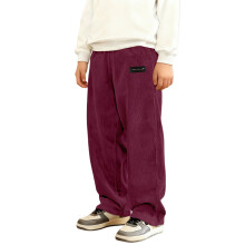 Calças de veludo cotelê para menino, cintura elástica, perna reta, confortáveis e compridas, estilo streetwear.