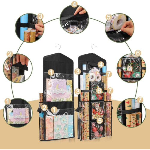 Organizzatore per carta da regalo, bifacciale, da appendere