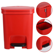 Poubelle rouge à pédale avec couvercle, 13 L