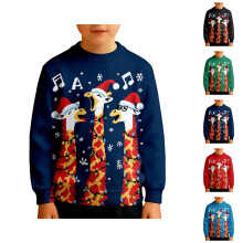 Drenge langærmet sweatshirt med rund hals og print, blødt foret termisk pullovertop til børn, vinterferie og fritidstøj