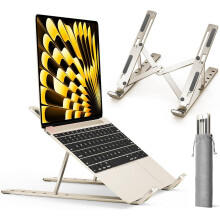 Aluminum Laptop Stand 6-Height Adjustable Foldable Silver