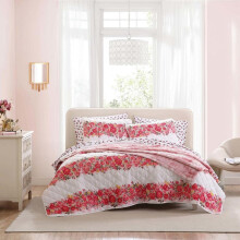 Σετ πάπλωμα microfiber king size από ροζ φλοράλ, 3 τεμάχια