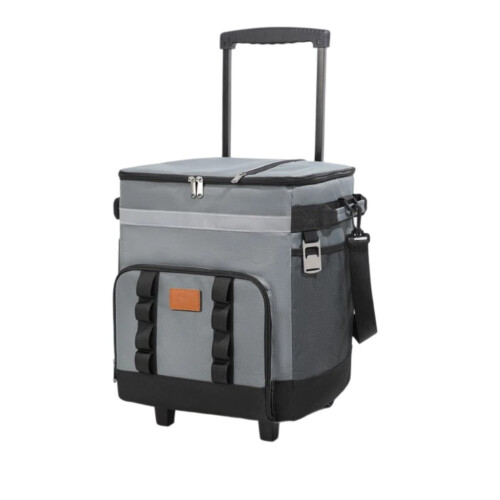 Bolsa térmica isolada com rodas reforçadas.
