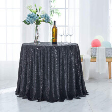 Black Polyester Sequin Tablecloth 100x100cm