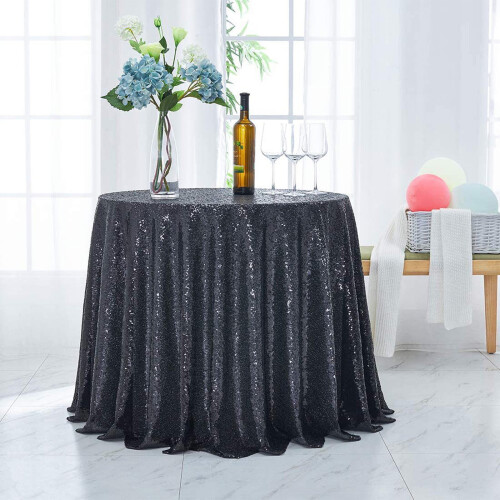 Black Polyester Sequin Tablecloth 100x100cm