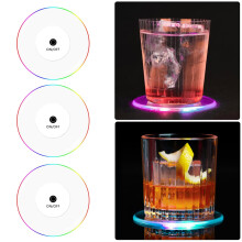 LED-Acryl-Getränkeuntersetzer-Set – 6er-Pack, 10 cm Durchmesser