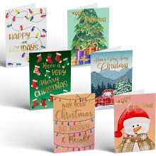 Lot de 50 cartes de Noël avec dorure à chaud (10 x 15 cm).