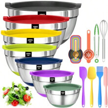 Ensemble de 20 bols mélangeurs gigognes en acier inoxydable avec couvercles