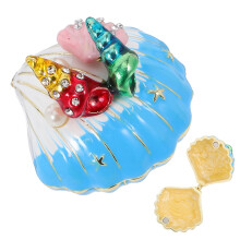 Seashell Jewelry Box Sky-Blue Zinc Alloy 1 Pack