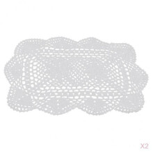 White Crochet Cotton Lace Doily Rectangular Placemat 2 pcs