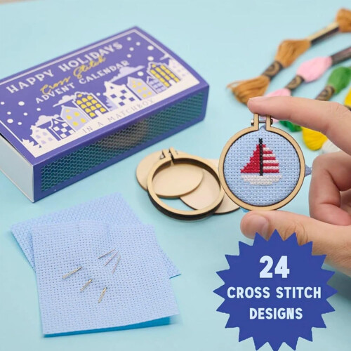 Set Calendar de Advent pentru Crăciun cusut în cruce – 24Mini