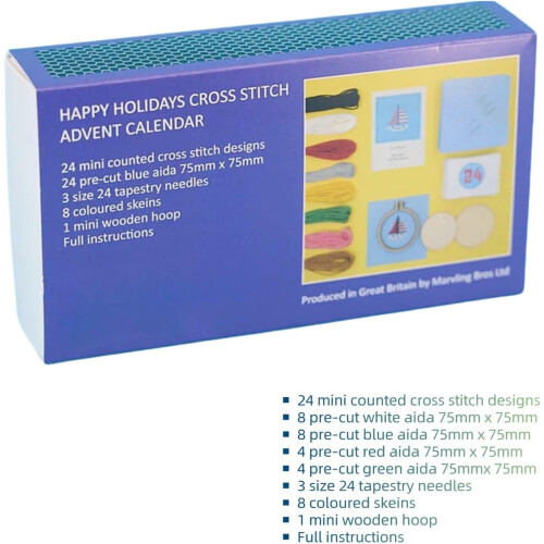 Set Calendar de Advent pentru Crăciun cusut în cruce – 24Mini 2
