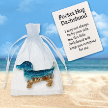 Blue Dachshund Pocket Hug Ornament with Inspirational Card