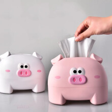 Caixa de lenços de papel de plástico branca em formato de porco (1 unidade)