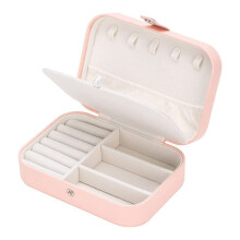 PU Leather Travel Jewelry Box for Women – Pink, 16x11x5cm