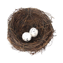 Kit para hacer un nido de pájaro de ratán para Pascua con huevos de imitación.