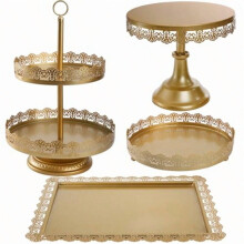 Juego de soportes metálicos para pasteles, color dorado, 4 niveles