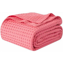 Pătură tip waffle din bumbac, twin, 167x223 cm, culoare coral