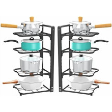 Étagère de rangement pour casseroles et poêles, en acier au carbone, réglable