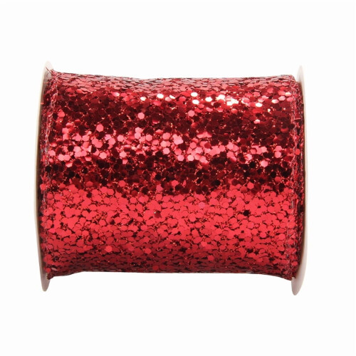 Glitzerndes Drahtgewebeband, 10 cm x 9,1 m, Rot