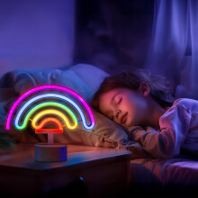 Tęczowy neonowy znak świetlny – zasilany przez USB lub baterie, 9" x