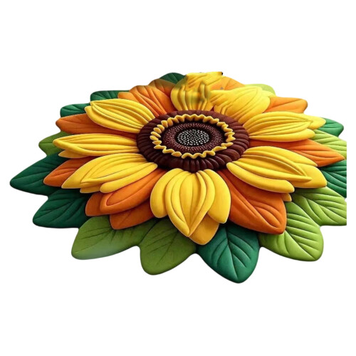 3D Peacock Floral Doormat, Αντιολισθητικό Χαλί Εισόδου 24x24 ιντσών για Εσωτερική/Εξωτερική 2