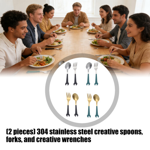 Durability 304 Steel Spanner Multifunctional Spoon-green silver 2