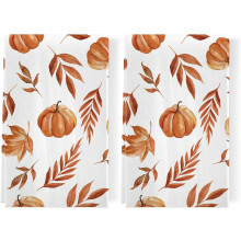 Ensemble de 2 torchons de cuisine d'automne – Motif citrouille et feuilles