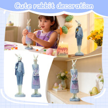 Estatua de conejito de Pascua caballero, azul, 30 cm (12 pulgadas)
