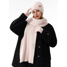 Winter Thermal Knitted Scarf Hat For Adults Cold Weather Outdoor Activities Warm Fleece Lined
