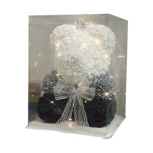 Ours en peluche rose lumineux, ours en fleurs artificielles de 25 cm