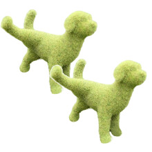 Estatua de cachorro verde flocada para decoración de jardín exterior (2 unidades)