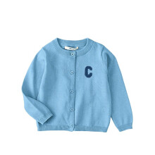 Mädchen Hellblaue Strickjacke mit langen Ärmeln und Knöpfen, Größe 12M