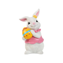 Conjunto de 2 esculturas de conejitos de Pascua de resina pintadas a mano