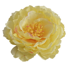 Broche pivoine artificielle jaune, 5,1 x 5,1 cm, 1 pièce