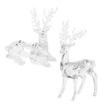 Acrylic Christmas deer figurines clear 2 pcs