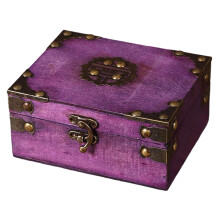 European Wood Ornament Box For Home Decoration-Violet buckle