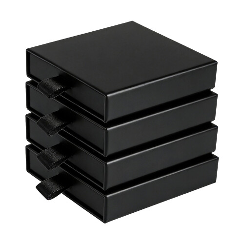 4Pcs Earrings Display Boxes Paper Storage Boxes Jewelry-Black
