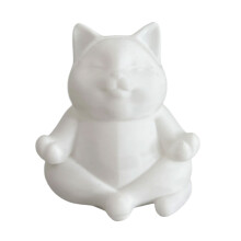 Hars Meditaties Katten Beeldjes Dierenbrilhouder-Witte L