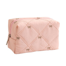 Elegant Quilted Bowknot Design Cosmetic Case with Polyester-P