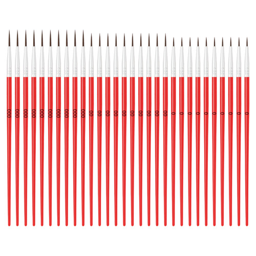 30pcs Versatile Plastic Nylon Brushes for Fine Art-Red 30