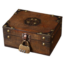 Wood Storage Case With Look For-Earthy yellow Password lock
