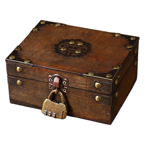 Wood Storage Case With Look For-Earthy yellow Password lock
