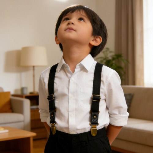 Secure Metal Clip Kids Brace Elastic Suspender Adjustable-Black 2