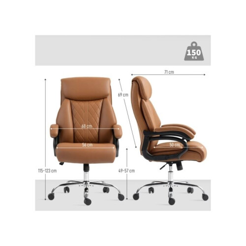 Spring Padded Faux Leather Office Chair - Light Brown 2