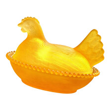 Candy Bowl with Lid,Dessert Plate Crystal Glass Chicken-Yellow