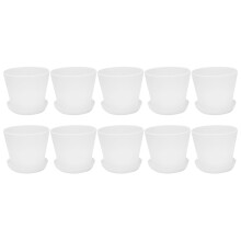10X Plastic Blumentopf Pflanzgefäß mit Untertassenablage Rund Hochglanz Home Garden Decor, Weiß Oberkaliber -, 10cm