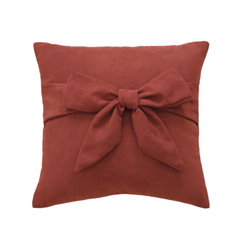 Multifunctional Bowknot Decorative Pillow Cover For-Rust Red
